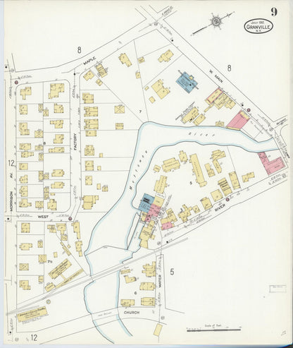 Sanborn Fire Insurance Map from Granville, Washington County, New York (1912), Sheet #0009 - Historic Sanborn Fire Insurance Map Print, vintage old map wall art, antique decor, genealogy gift, New York New York map