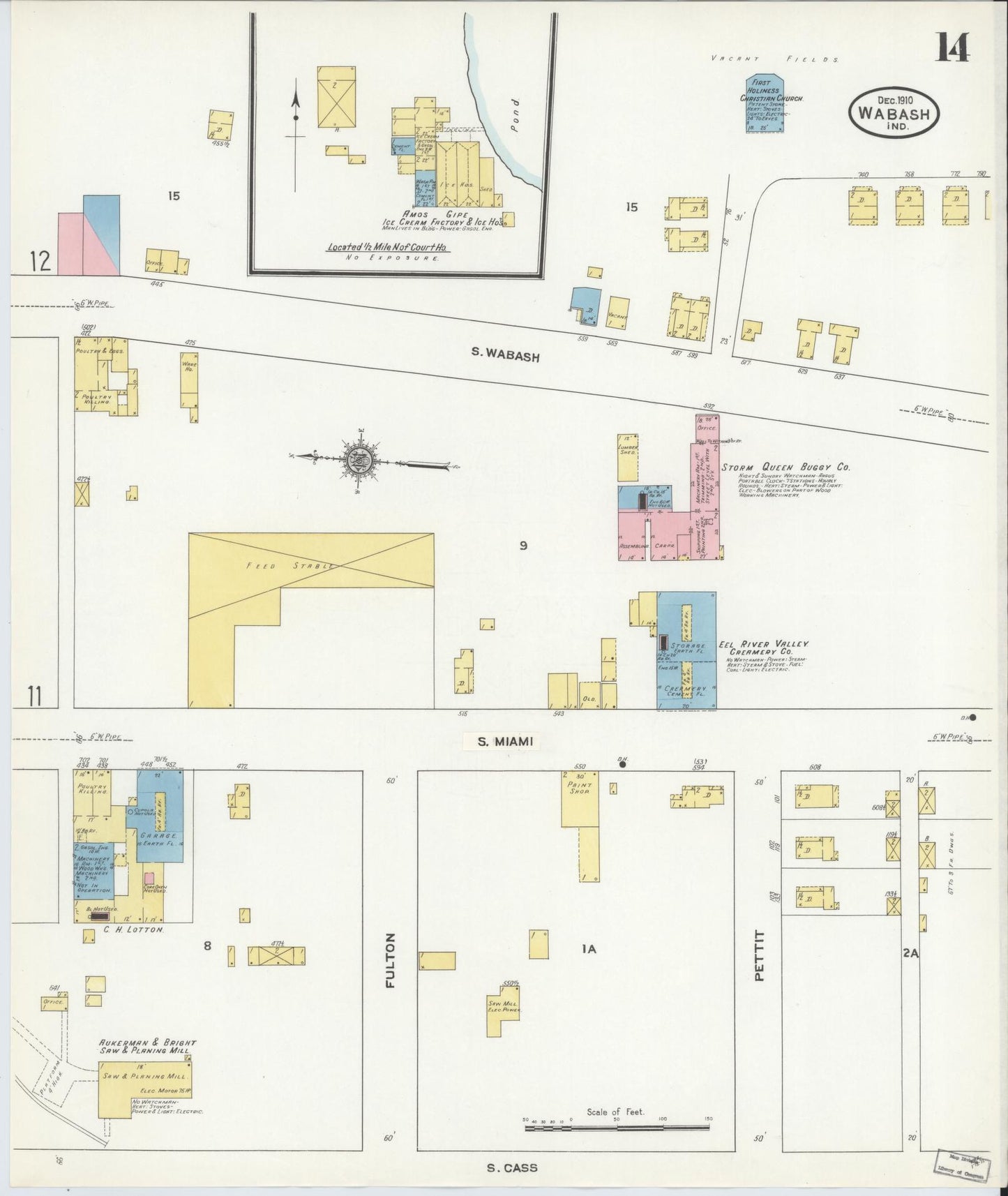 Sanborn Fire Insurance Map from Wabash, Wabash County, Indiana (1910), Sheet #0014 - Complete Map Set gallery image, historic Sanborn map, vintage wall art, Indiana Indiana