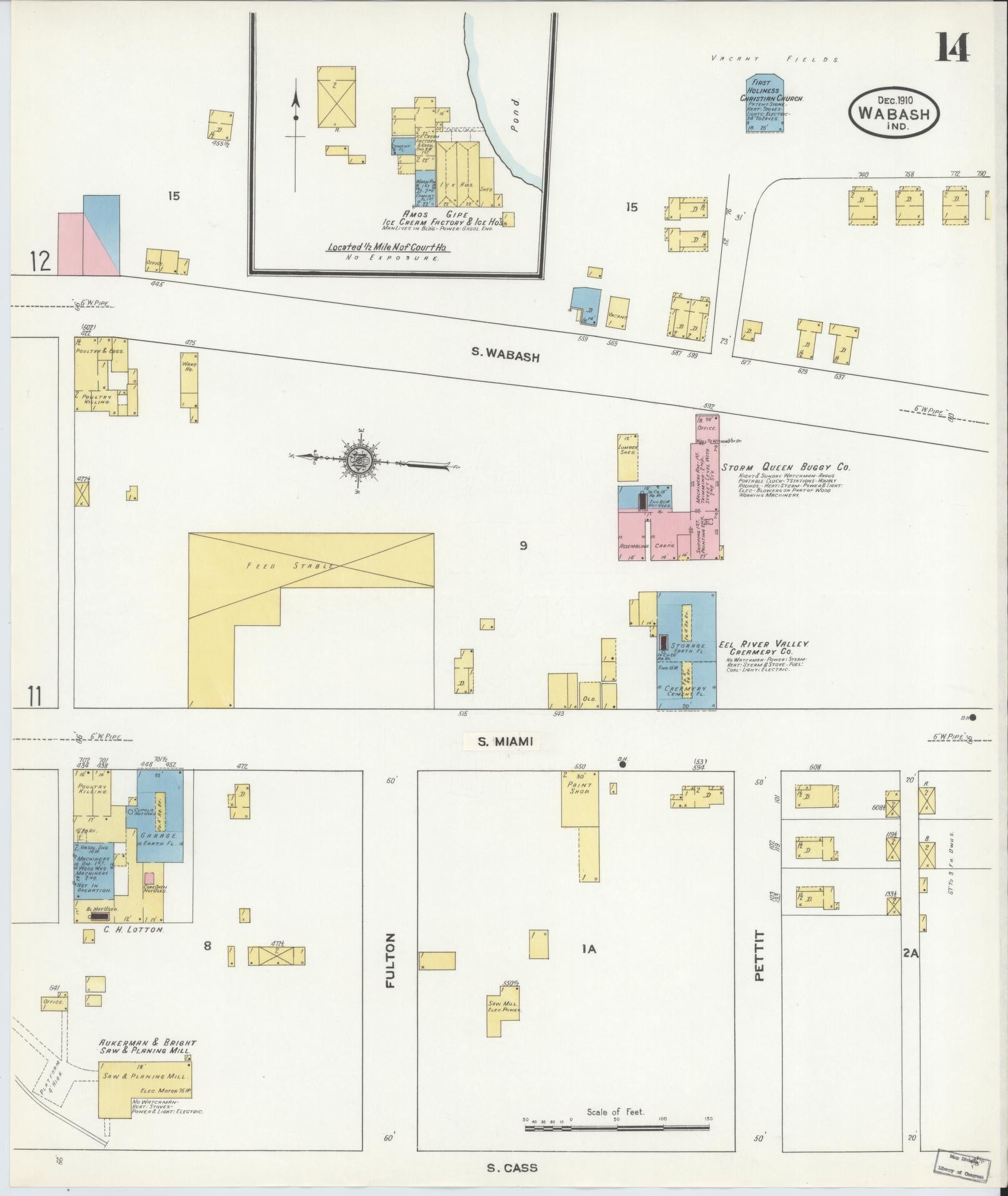 Sanborn Fire Insurance Map from Wabash, Wabash County, Indiana (1910), Sheet #0014 - Complete Map Set gallery image, historic Sanborn map, vintage wall art, Indiana Indiana