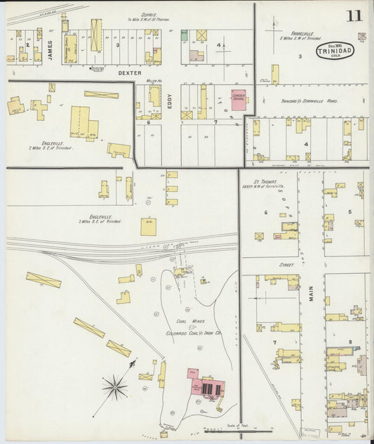 Sanborn Fire Insurance Map from Trinidad, Las Animas County, Colorado (1895), Sheet #0011 - Historic Sanborn Fire Insurance Map Print, vintage old map wall art, antique decor, genealogy gift, Colorado Colorado map