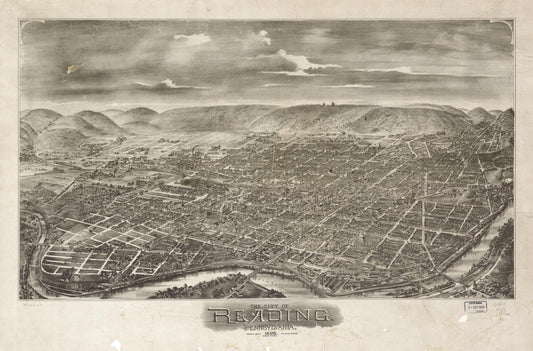 The city of Reading, Pennsylvania 1898. (1898) – Historic Bird’s-Eye View Panorama Print