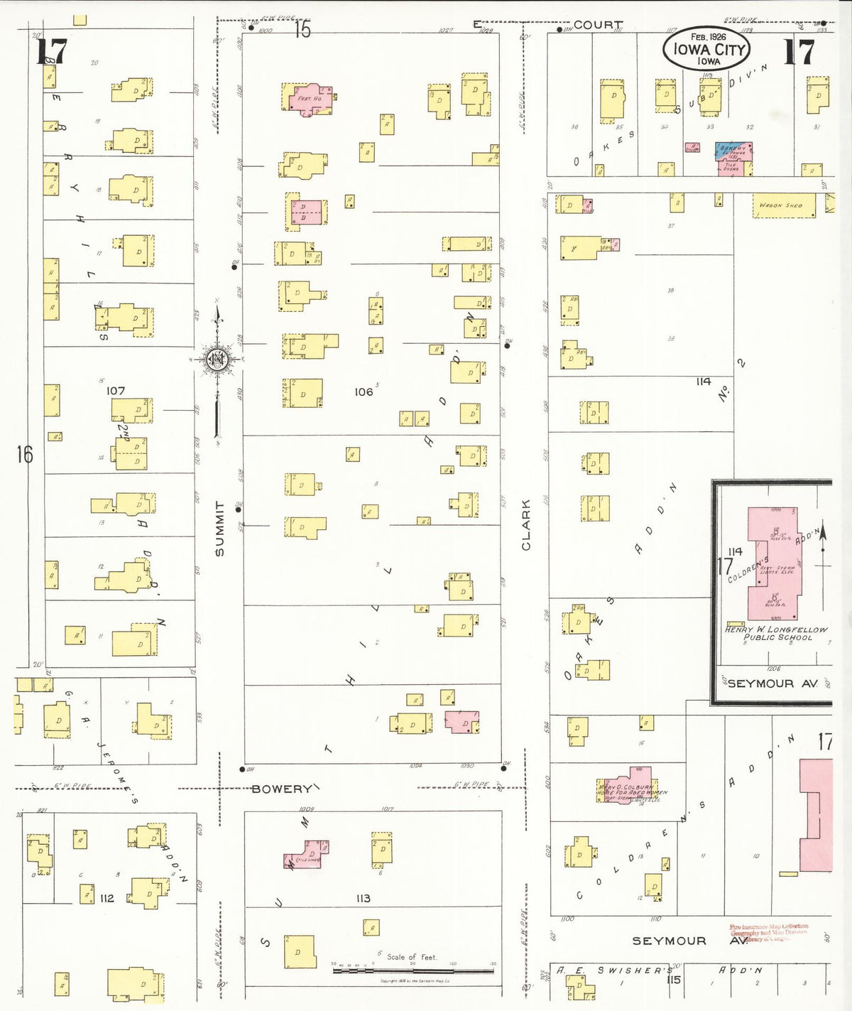 Sanborn Fire Insurance Map from Iowa City, Johnson County, Iowa (1926), Sheet #0017 - Historic Sanborn Fire Insurance Map Print