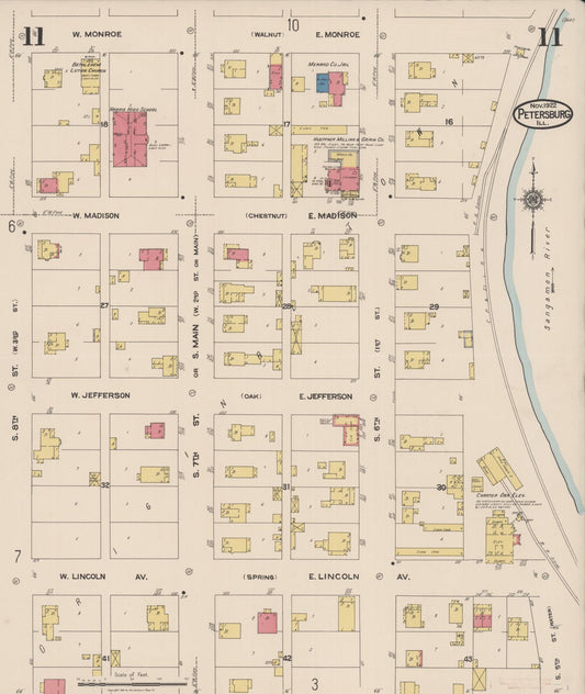 Sanborn Fire Insurance Map from Petersburg, Menard County, Illinois (1922), Sheet #0011 - Historic Sanborn Fire Insurance Map Print, vintage old map wall art, antique decor, genealogy gift, Illinois Illinois map