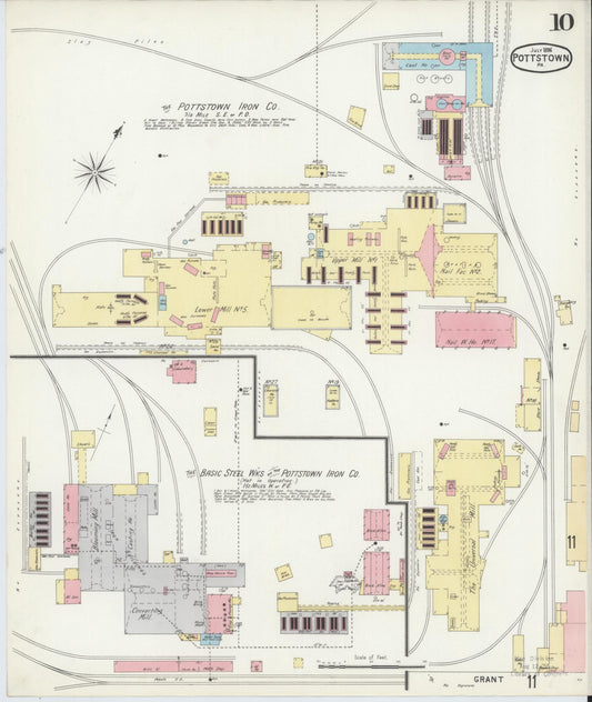 Sanborn Fire Insurance Map from Pottstown, Montgomery County, Pennsylvania (1896), Sheet #0010 - Historic Sanborn Fire Insurance Map Print, vintage old map wall art, antique decor, genealogy gift, Pennsylvania Pennsylvania map
