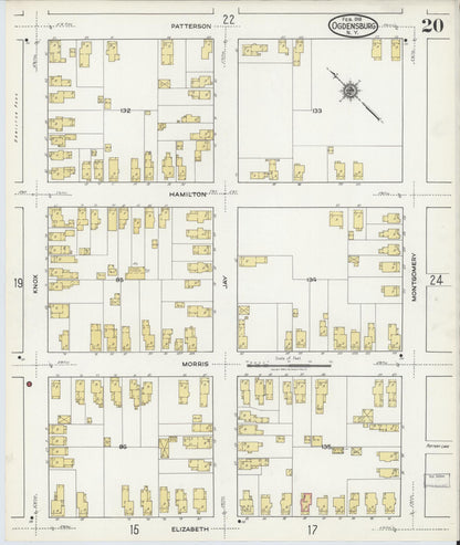 Sanborn Fire Insurance Map from Ogdensburg, St. Lawrence County, New York (1918), Sheet #0020 - Complete Map Set gallery image, historic Sanborn map, vintage wall art, New York New York