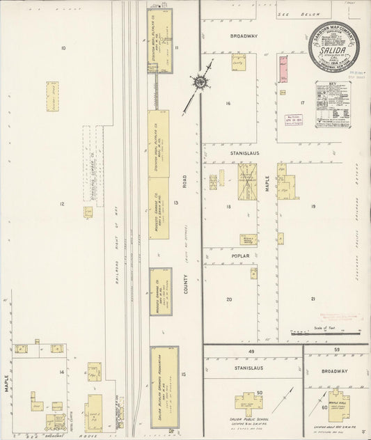 Sanborn Fire Insurance Map from Salida, Stalslious County, California. (1914) – Historic Sanborn Fire Insurance Map Print