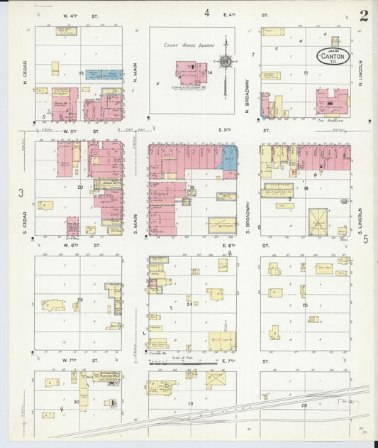 Sanborn Fire Insurance Map from Canton, Lincoln County, South Dakota (1911), Sheet #0002 - Historic Sanborn Fire Insurance Map Print, vintage old map wall art, antique decor, genealogy gift, South Dakota South Dakota map