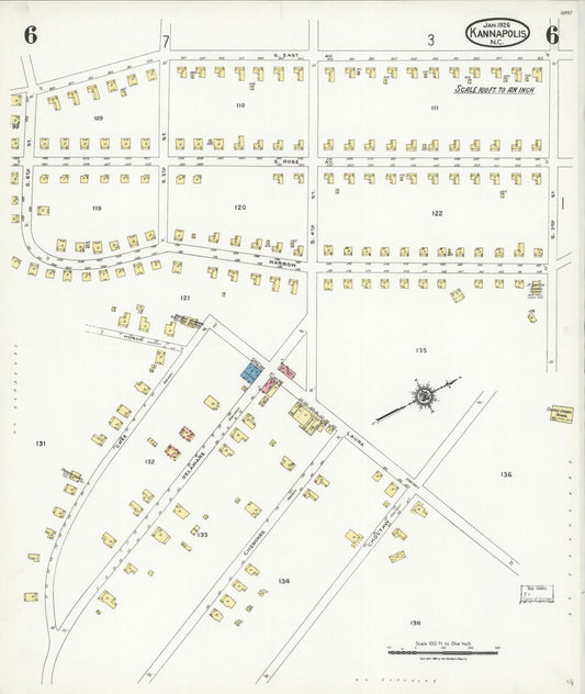 Sanborn Fire Insurance Map from Kannapolis, Rowan And Cabarrus Counties, North Carolina (1926), Sheet #0006 - Historic Sanborn Fire Insurance Map Print, vintage old map wall art, antique decor, genealogy gift, North Carolina North Carolina map