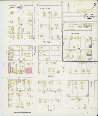 Sanborn Fire Insurance Map from Lanark, Carroll County, Illinois (1893), Sheet #0003 - Historic Sanborn Fire Insurance Map Print, vintage old map wall art, antique decor, genealogy gift, Illinois Illinois map