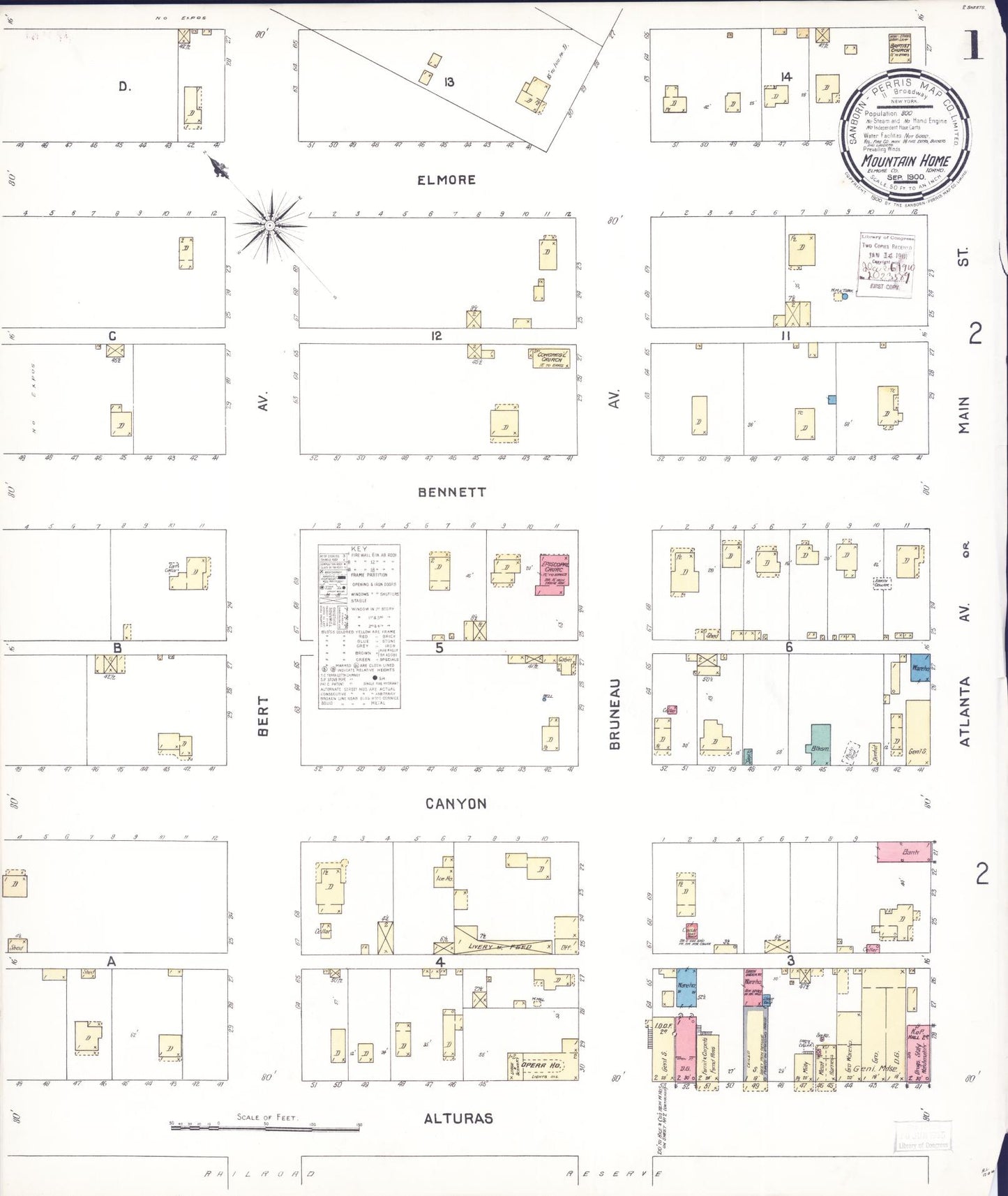 Sanborn Fire Insurance Map from Mountain Home, Elmore County, Idaho. (1900) – Historic Sanborn Fire Insurance Map Print