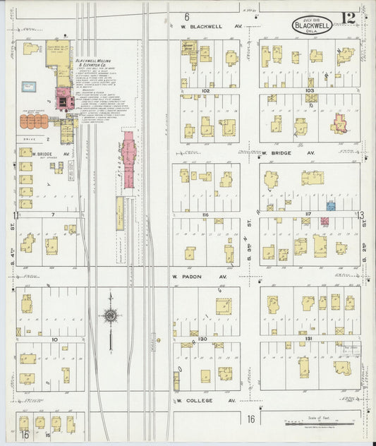 Sanborn Fire Insurance Map from Blackwell, Kay County, Oklahoma (1918), Sheet #0012 - Historic Sanborn Fire Insurance Map Print, vintage old map wall art, antique decor, genealogy gift, Oklahoma Oklahoma map