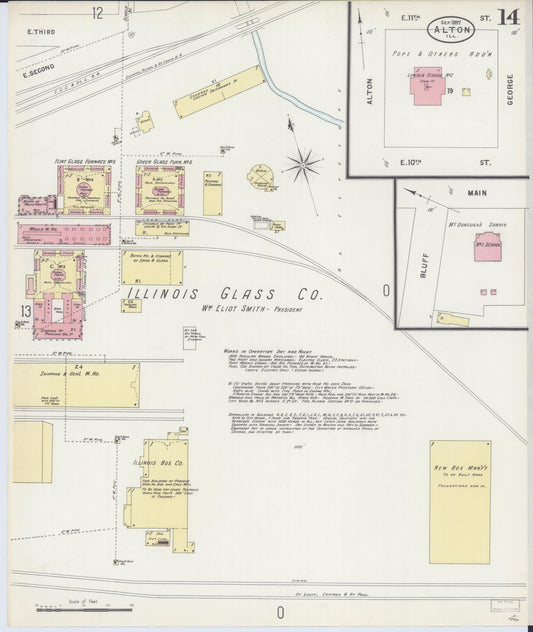 Sanborn Fire Insurance Map from Alton, Madison County, Illinois (1897), Sheet #0014 - Historic Sanborn Fire Insurance Map Print, vintage old map wall art, antique decor, genealogy gift, Illinois Illinois map