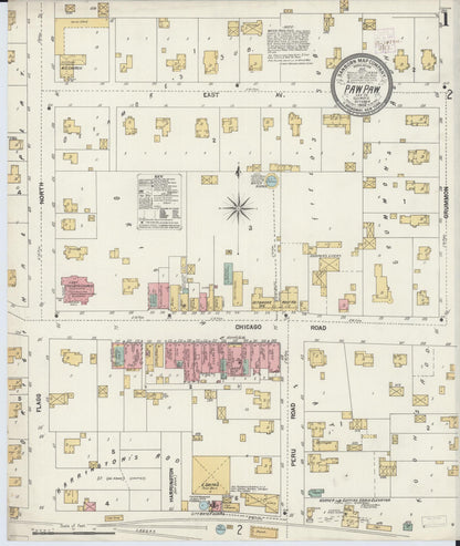 Sanborn Fire Insurance Map from Paw Paw, Lee County, Illinois (1902), Sheet #0001 - Complete Map Set gallery image, historic Sanborn map, vintage wall art, Illinois Illinois
