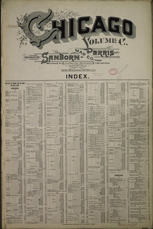 Sanborn Fire Insurance Map from Chicago, Cook County, Illinois. (1895), Sheet 1 – Historic Sanborn Fire Insurance Map Print