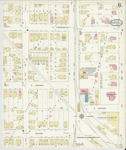Sanborn Fire Insurance Map from Rushville, Rush County, Indiana (1913), Sheet #0006 - Historic Sanborn Fire Insurance Map Print, vintage old map wall art, antique decor, genealogy gift, Indiana Indiana map