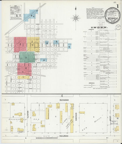 Sanborn Fire Insurance Map from Monroe, Green County, Wisconsin (1900), Sheet #0001 - Historic Sanborn Fire Insurance Map Print, vintage old map wall art, antique decor, genealogy gift, Wisconsin Wisconsin map