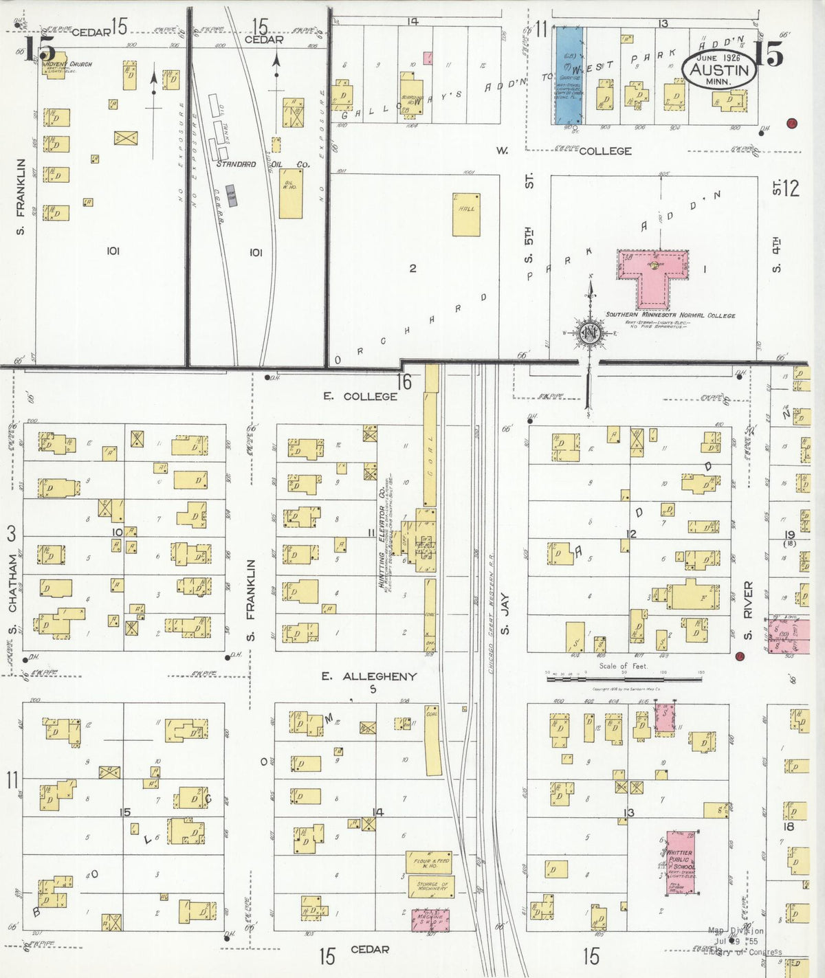 Sanborn Fire Insurance Map from Austin, Mower County, Minnesota (1926), Sheet #0015 - Historic Sanborn Fire Insurance Map Print, vintage old map wall art, antique decor, genealogy gift, Minnesota Minnesota map