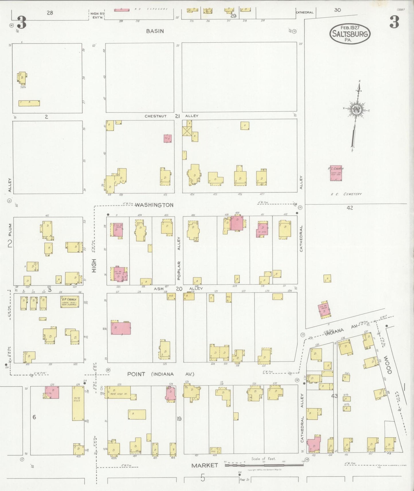 Sanborn Fire Insurance Map from Saltsburg, Indiana County, Pennsylvania (1927), Sheet #0003 - Complete Map Set gallery image, historic Sanborn map, vintage wall art, Saltsburg Indiana