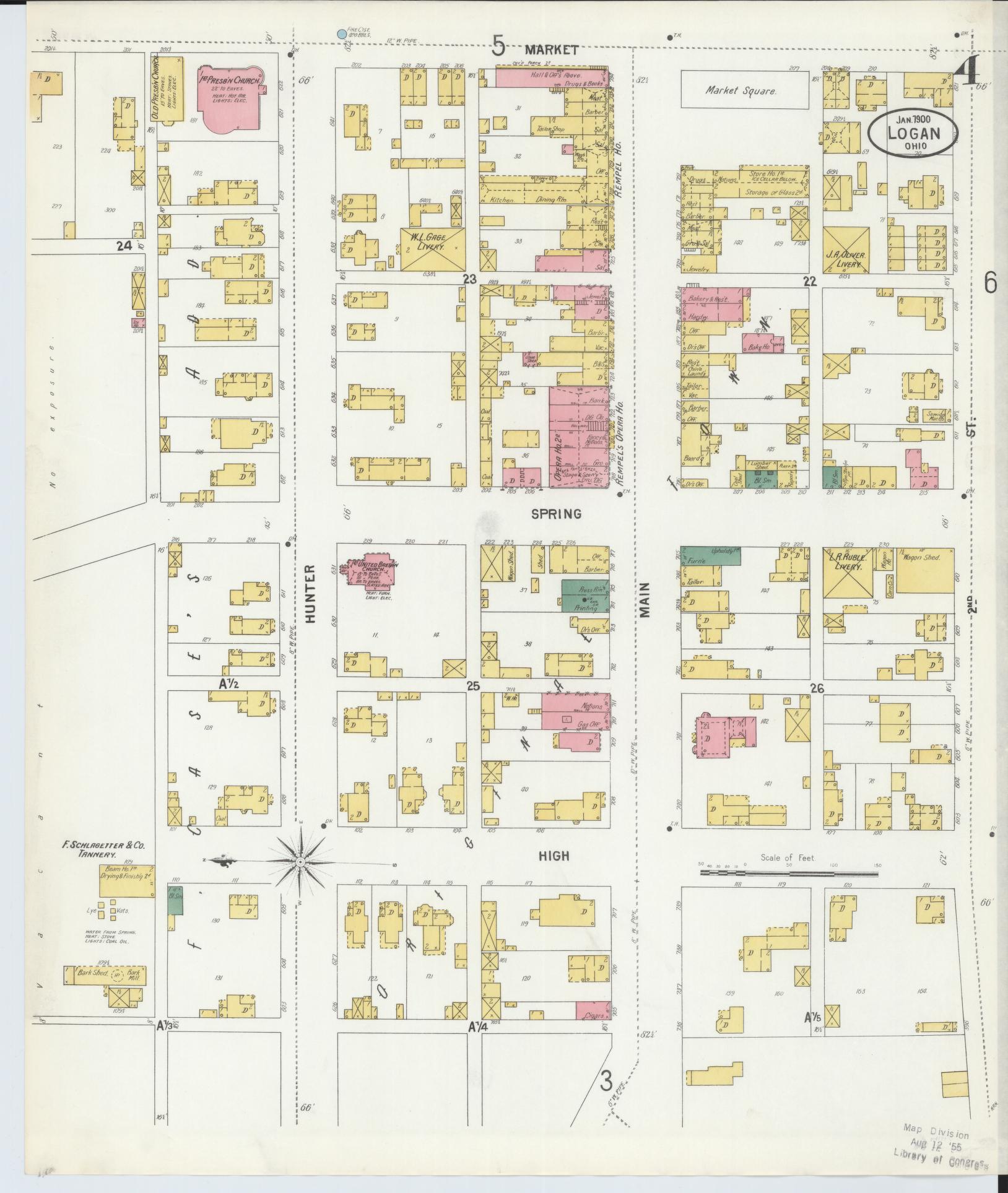 Sanborn Fire Insurance Map from Logan, Hocking County, Ohio (1900), Sheet #0004 - Complete Map Set gallery image, historic Sanborn map, vintage wall art, Ohio Ohio