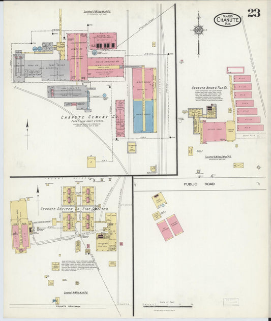 Sanborn Fire Insurance Map from Chanute, Neosho County, Kansas (1916), Sheet #0023 - Historic Sanborn Fire Insurance Map Print, vintage old map wall art, antique decor, genealogy gift, Kansas Kansas map