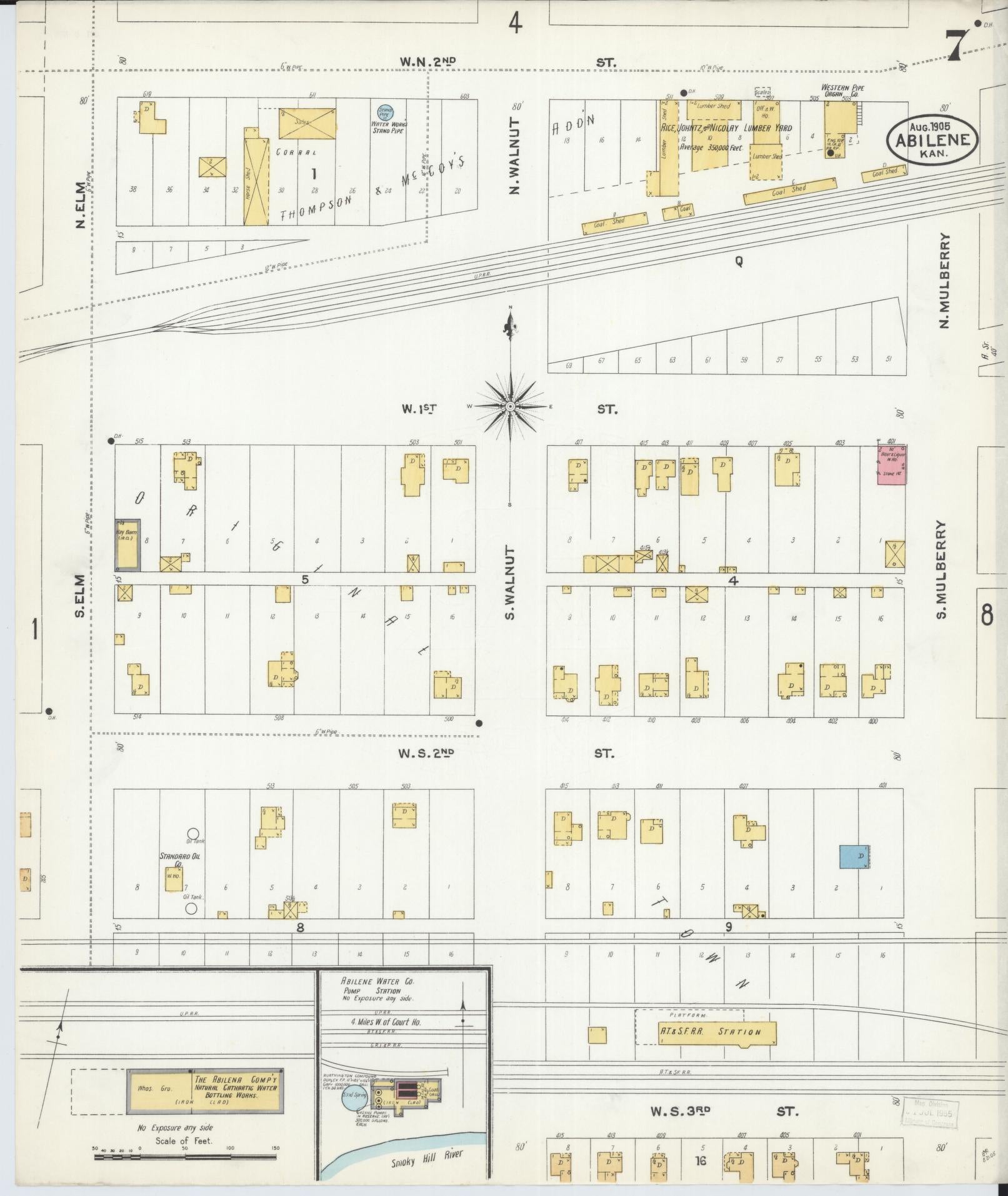 Sanborn Fire Insurance Map from Abilene, Dickinson County, Kansas (1905), Sheet #0007 - Complete Map Set gallery image, historic Sanborn map, vintage wall art, Kansas Kansas