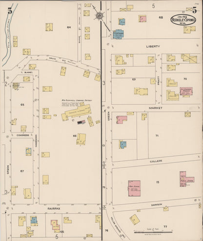 Sanborn Fire Insurance Map from Berkeley Springs, Morgan County, West Virginia (1923), Sheet #0005 - Complete Map Set gallery image, historic Sanborn map, vintage wall art, West Virginia West Virginia