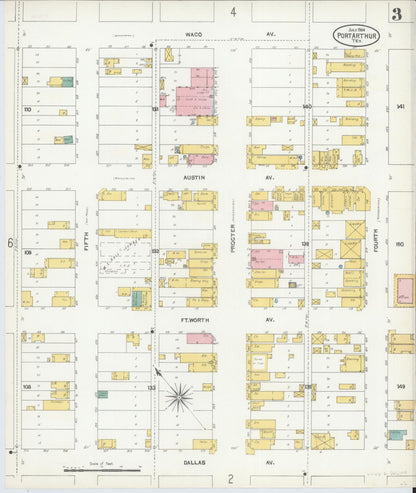 Sanborn Fire Insurance Map from Port Arthur, Jefferson County, Texas (1904), Sheet #0003 - Complete Map Set gallery image, historic Sanborn map, vintage wall art, Texas Texas