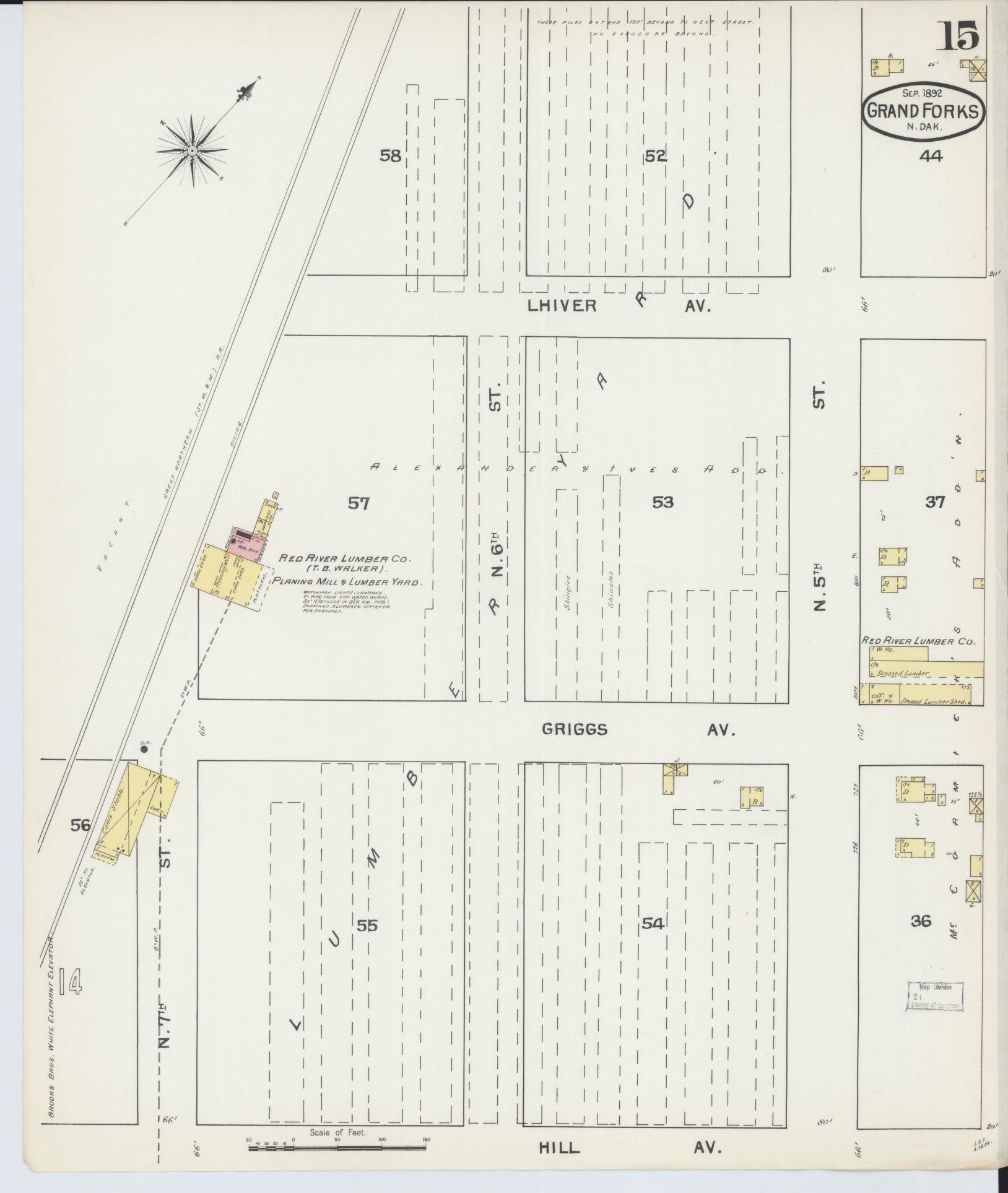 Sanborn Fire Insurance Map from Grand Forks, Grand Forks County, North Dakota (1892), Sheet #0015 - Complete Map Set gallery image, historic Sanborn map, vintage wall art, North Dakota North Dakota
