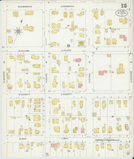 Sanborn Fire Insurance Map from Dixon, Lee County, Illinois (1902), Sheet #0012 - Historic Sanborn Fire Insurance Map Print, vintage old map wall art, antique decor, genealogy gift, Illinois Illinois map