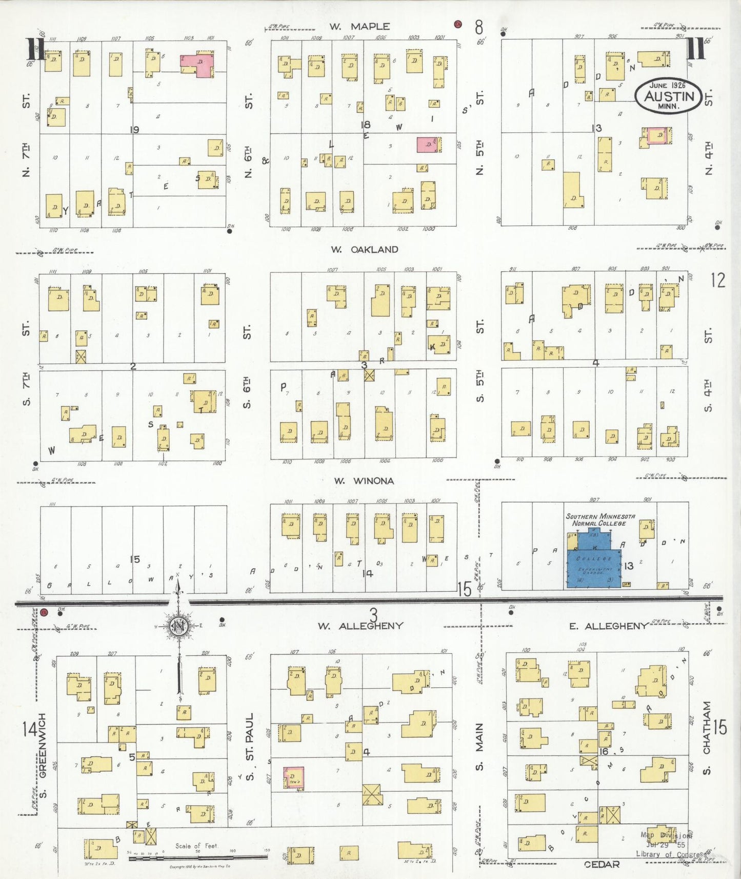 Sanborn Fire Insurance Map from Austin, Mower County, Minnesota (1926), Sheet #0011 - Historic Sanborn Fire Insurance Map Print, vintage old map wall art, antique decor, genealogy gift, Minnesota Minnesota map