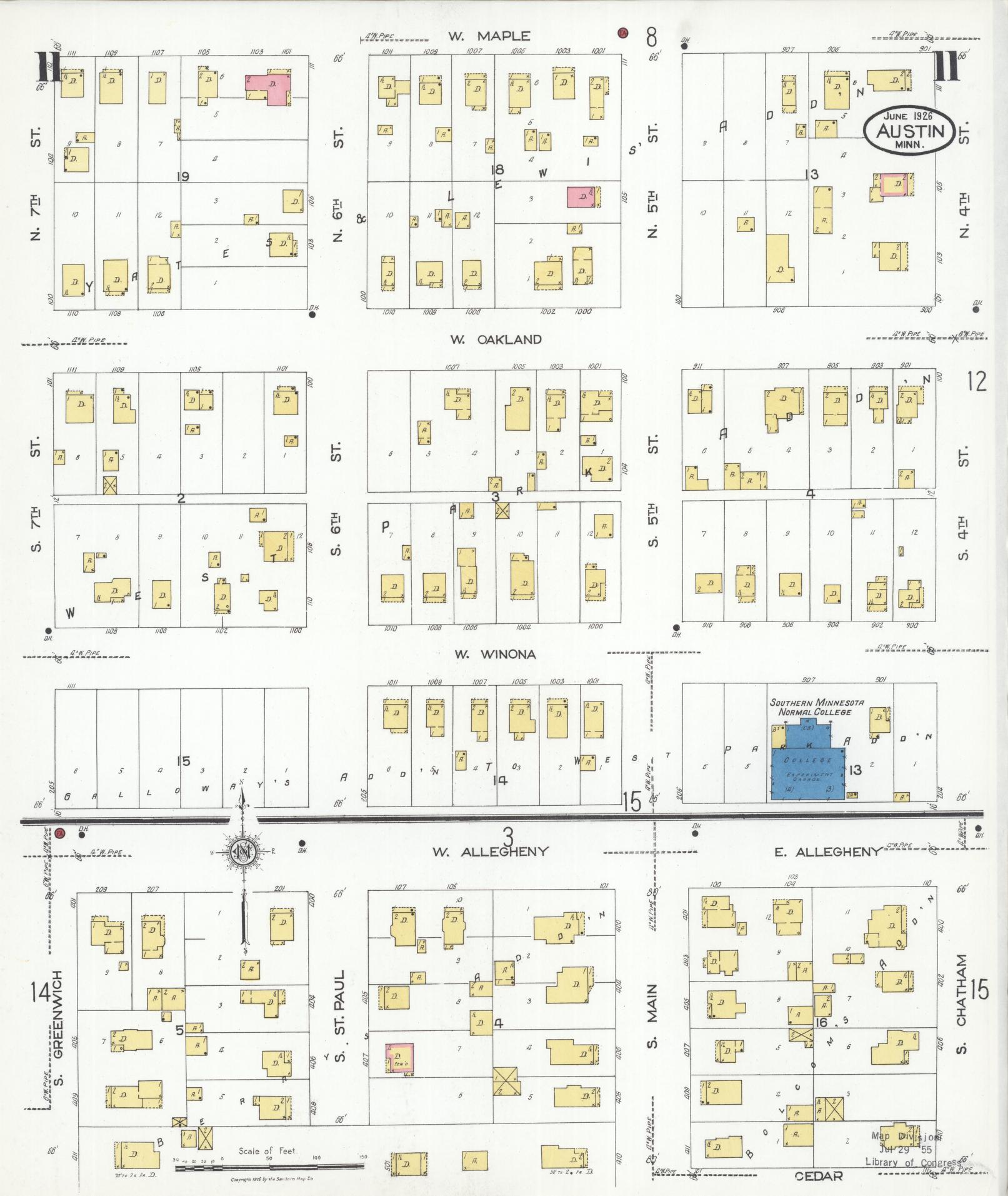 Sanborn Fire Insurance Map from Austin, Mower County, Minnesota (1926), Sheet #0011 - Historic Sanborn Fire Insurance Map Print, vintage old map wall art, antique decor, genealogy gift, Minnesota Minnesota map