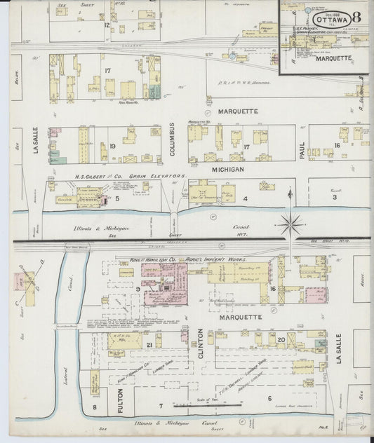 Sanborn Fire Insurance Map from Ottawa, La Salle County, Illinois (1888), Sheet #0008 - Historic Sanborn Fire Insurance Map Print, vintage old map wall art, antique decor, genealogy gift, Illinois Illinois map