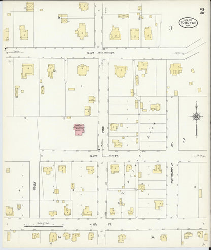 Sanborn Fire Insurance Map from Fordyce, Dallas County, Arkansas (1912), Sheet #0002 - Complete Map Set gallery image, historic Sanborn map, vintage wall art, Arkansas Arkansas