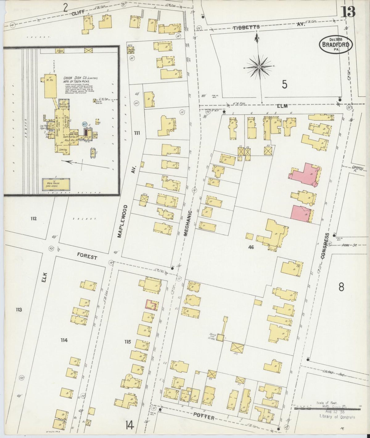 Sanborn Fire Insurance Map from Bradford, McKean County, Pennsylvania (1899), Sheet #0013 - Complete Map Set gallery image, historic Sanborn map, vintage wall art, Pennsylvania Pennsylvania