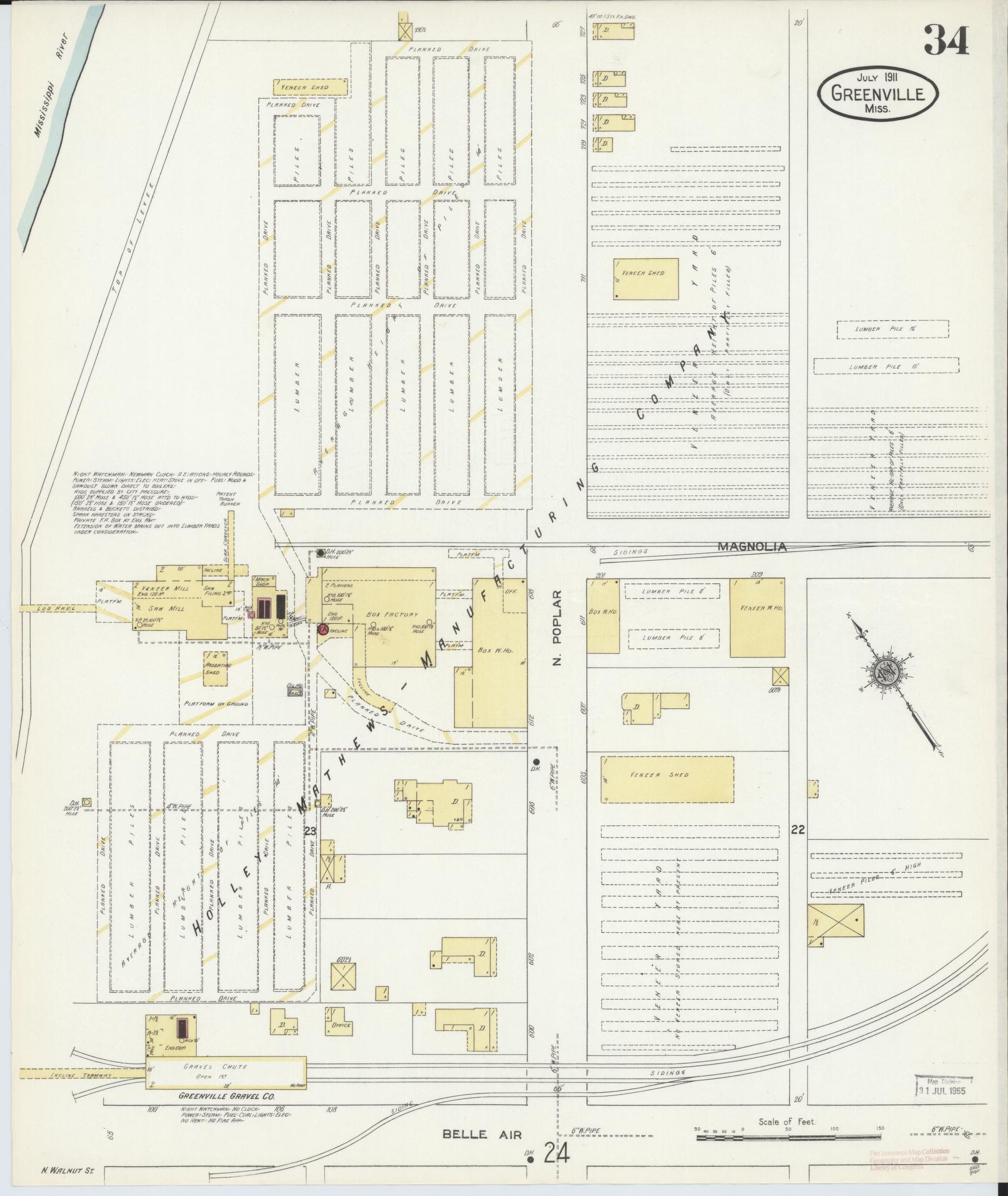 Sanborn Fire Insurance Map from Greenville, Washington County, Mississippi (1911), Sheet #0034 - Historic Sanborn Fire Insurance Map Print, vintage old map wall art, antique decor, genealogy gift, Mississippi Mississippi map