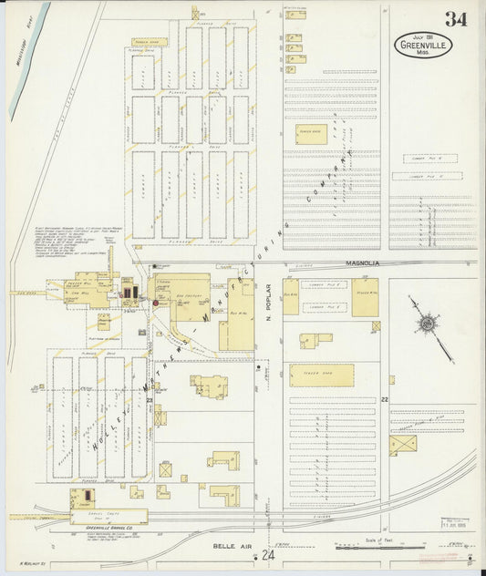 Sanborn Fire Insurance Map from Greenville, Washington County, Mississippi (1911), Sheet #0034 - Historic Sanborn Fire Insurance Map Print, vintage old map wall art, antique decor, genealogy gift, Mississippi Mississippi map