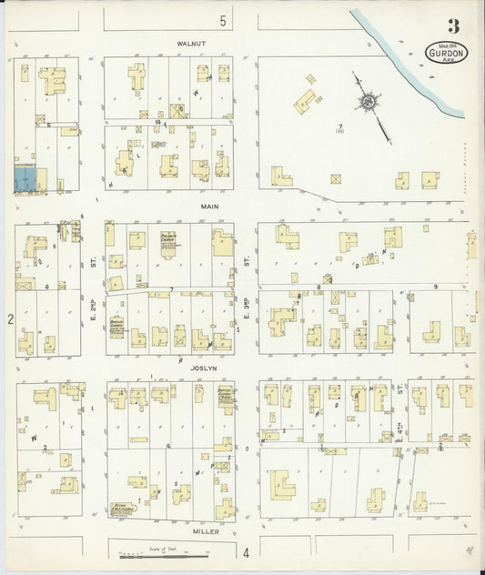 Sanborn Fire Insurance Map from Gurdon, Clark County, Arkansas (1914), Sheet #0003 - Historic Sanborn Fire Insurance Map Print, vintage old map wall art, antique decor, genealogy gift, Arkansas Arkansas map