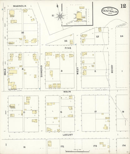 Sanborn Fire Insurance Map from Centralia, Lewis County, Washington (1891), Sheet #0012 - Complete Map Set gallery image, historic Sanborn map, vintage wall art, Washington Washington