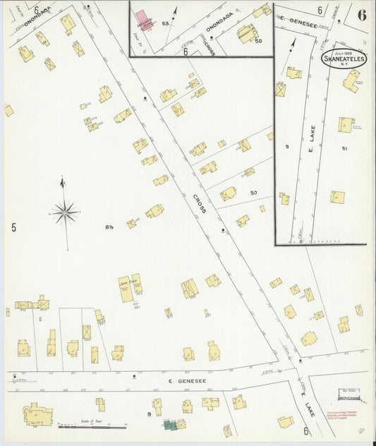 Sanborn Fire Insurance Map from Skaneateles, Onondaga County, New York (1909), Sheet #0006 - Historic Sanborn Fire Insurance Map Print, vintage old map wall art, antique decor, genealogy gift, New York New York map