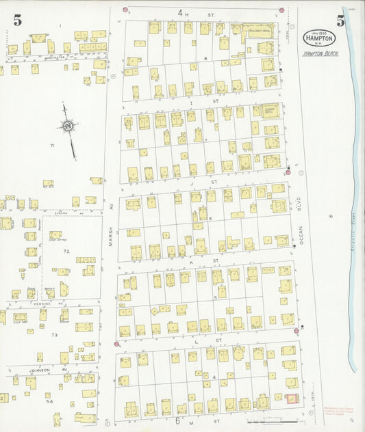 Sanborn Fire Insurance Map from Hampton, Rockingham County, New Hampshire (1930), Sheet #0005 - Historic Sanborn Fire Insurance Map Print, vintage old map wall art, antique decor, genealogy gift, New Hampshire New Hampshire map