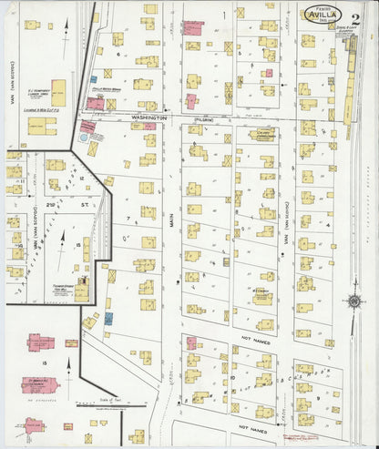 Sanborn Fire Insurance Map from Avilla, Noble County, Indiana (1919), Sheet #0002 - Historic Sanborn Fire Insurance Map Print, vintage old map wall art, antique decor, genealogy gift, Indiana Indiana map