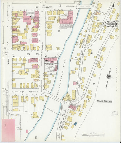 Sanborn Fire Insurance Map from Honesdale, Wayne County, Pennsylvania (1920), Sheet #0004 - Complete Map Set gallery image, historic Sanborn map, vintage wall art, Pennsylvania Pennsylvania