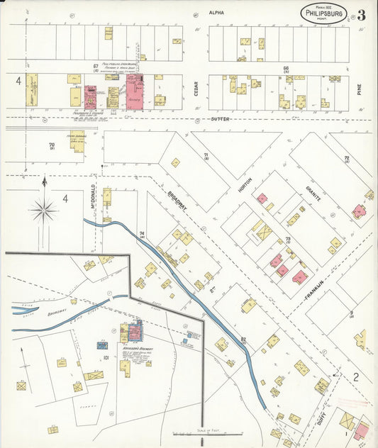 Sanborn Fire Insurance Map from Philipsburg, Granite County, Montana (1902), Sheet #0003 - Historic Sanborn Fire Insurance Map Print, vintage old map wall art, antique decor, genealogy gift, Montana Montana map