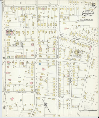 Sanborn Fire Insurance Map from Bowling Green, Warren County, Kentucky (1914), Sheet #0015 - Complete Map Set gallery image, historic Sanborn map, vintage wall art, Kentucky Kentucky