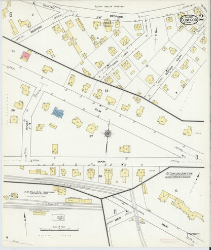 Sanborn Fire Insurance Map from Concord, Middlesex County, Massachusetts (1909), Sheet #0002 - Historic Sanborn Fire Insurance Map Print, vintage old map wall art, antique decor, genealogy gift, Massachusetts Massachusetts map