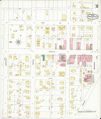 Sanborn Fire Insurance Map from What Cheer, Keokuk County, Iowa (1906), Sheet #0002 - Historic Sanborn Fire Insurance Map Print, vintage old map wall art