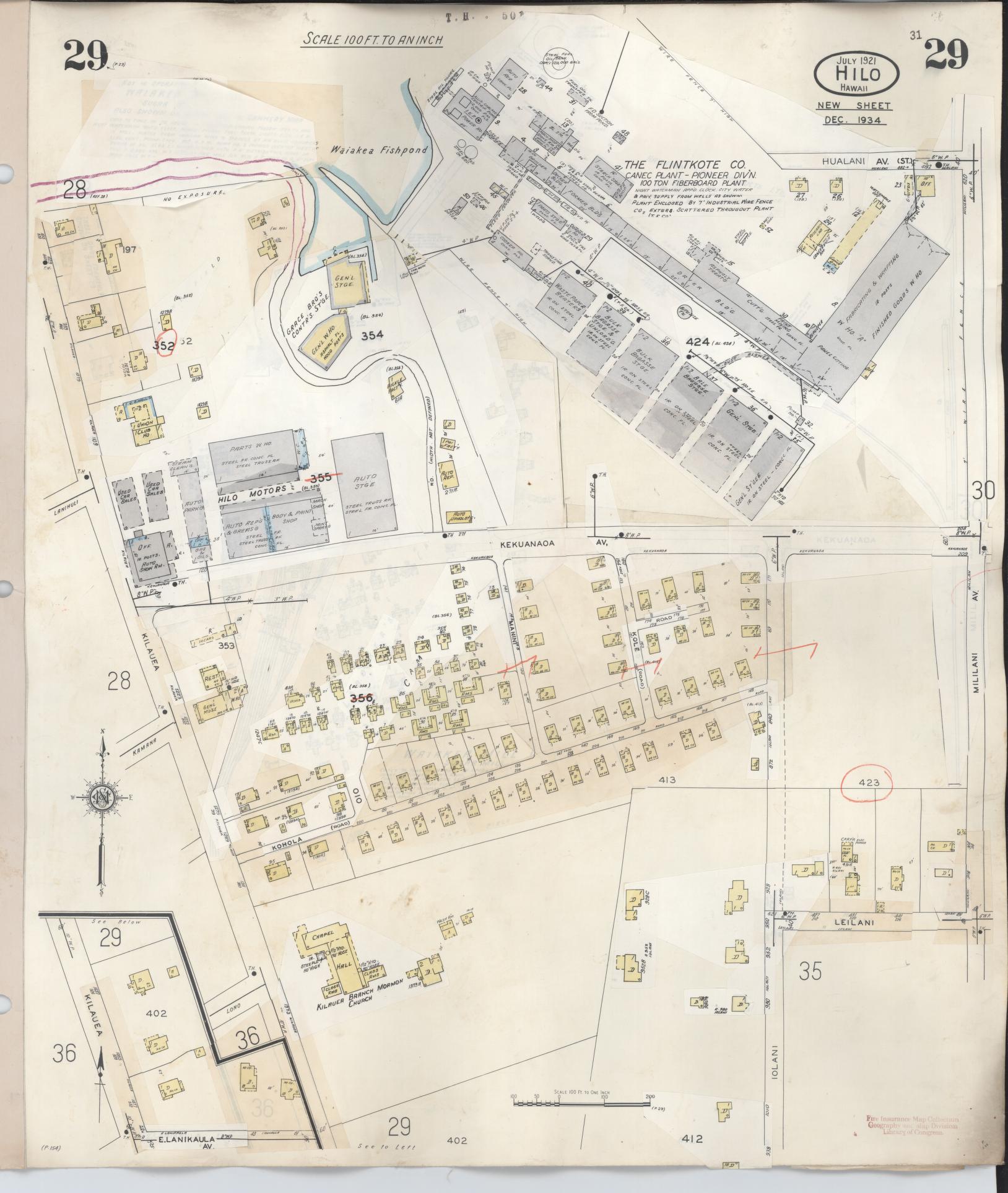Sanborn Fire Insurance Map from Hilo, Hawaii County, Hawaii (1957), Sheet #0029 - Historic Sanborn Fire Insurance Map Print