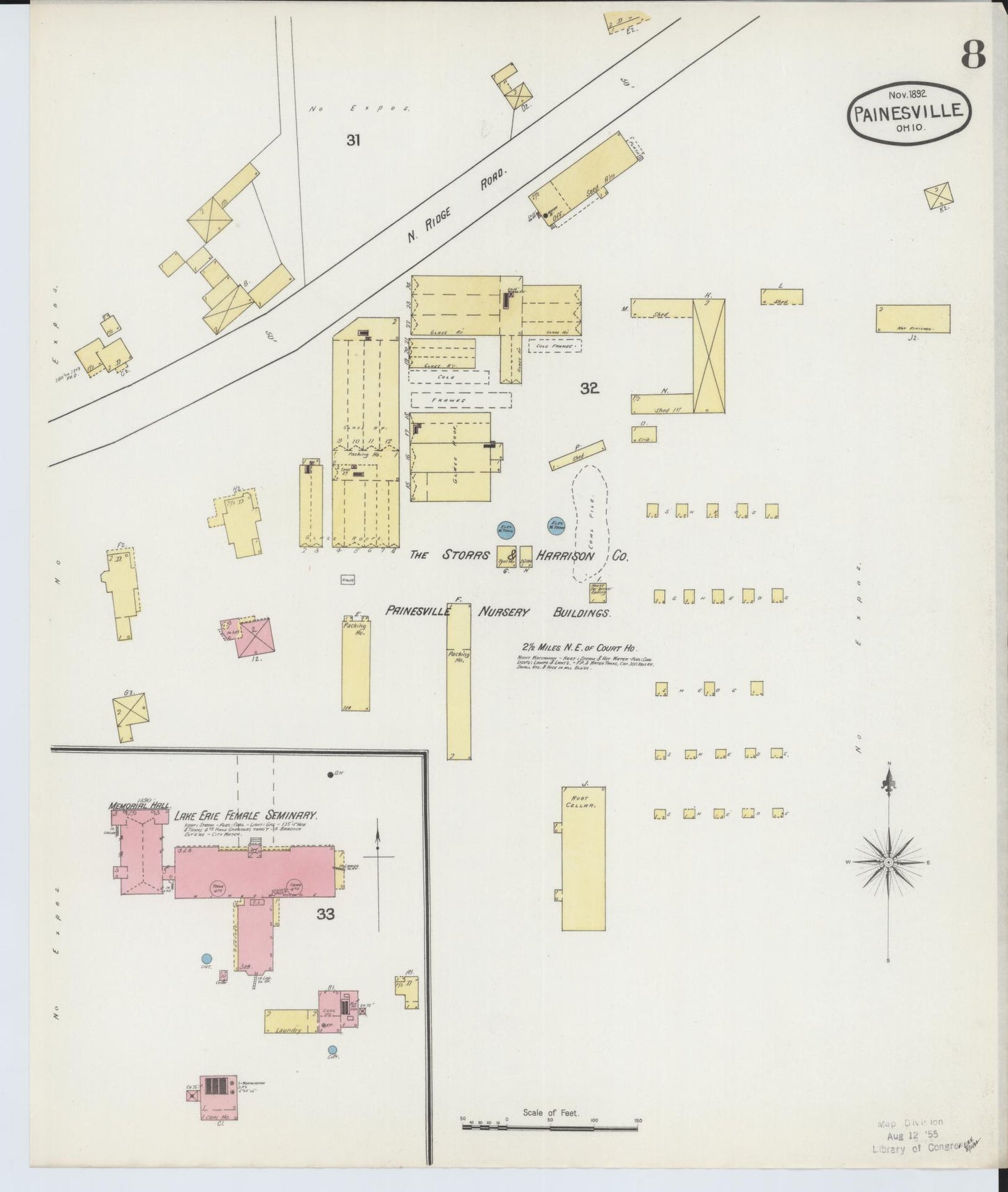 Sanborn Fire Insurance Map from Painesville, Lake County, Ohio (1892), Sheet #0008 - Complete Map Set gallery image, historic Sanborn map, vintage wall art, Ohio Ohio