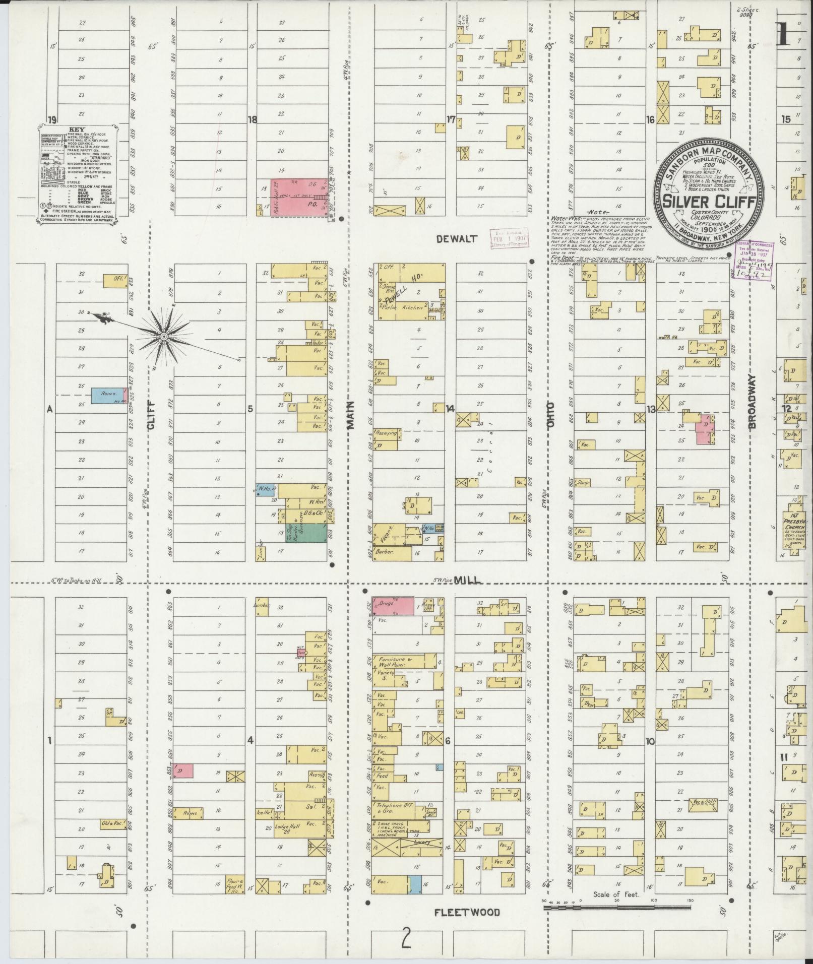 Sanborn Fire Insurance Map from Silver Cliff, Custer County, Colorado (1906), Sheet #0001 - Historic Sanborn Fire Insurance Map Print, vintage old map wall art, antique decor, genealogy gift, Colorado Colorado map