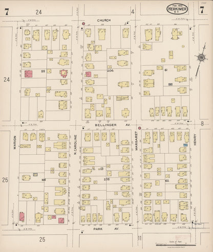 Sanborn Fire Insurance Map from Herkimer, Herkimer County, New York (1923), Sheet #0007 - Complete Map Set gallery image, historic Sanborn map, vintage wall art, New York New York
